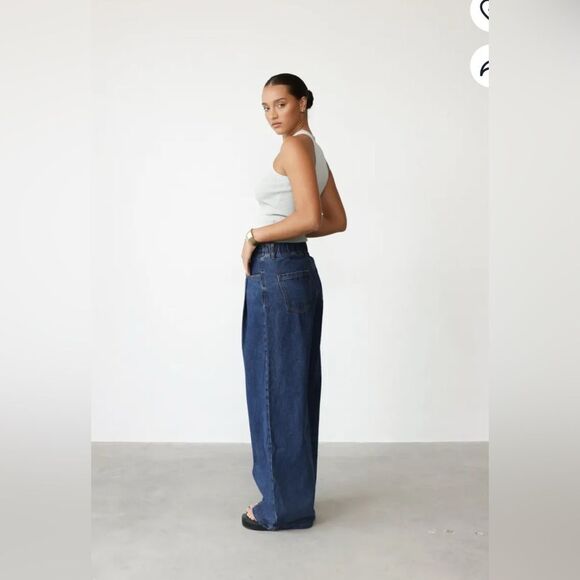 Lioness Slouched Tie Up Jeans in Dark Denim - Picture 2 of 5